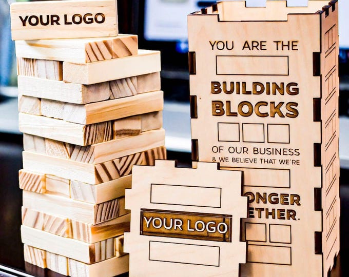 Featured listing image: Laser-engraved Mini Tumbling Tower | Corporate gift