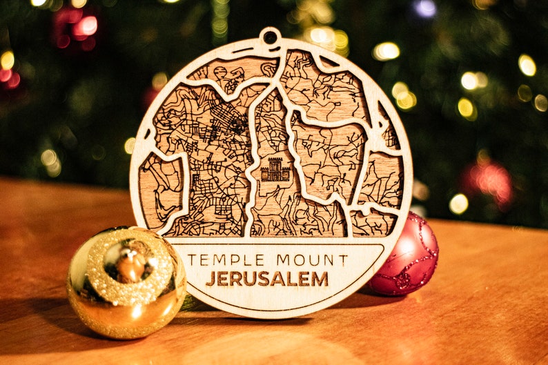 Jerusalem Map Christmas Ornament Temple Mount and Streets Etsy