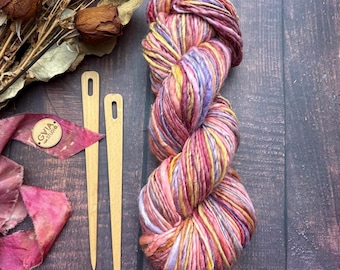Handspun Merino Silk Art Yarn, Chunky Bulky Blend, 210g 190yd #217