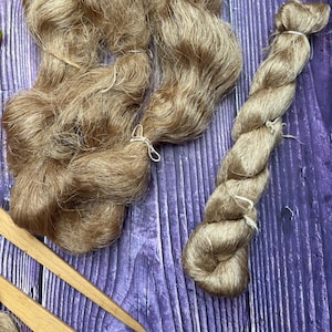 Undyed Tussar Silk Yarn: Honey Gold Natural Weaving Knitting Fiber (120g Hank)
