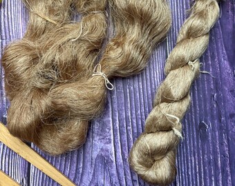 Undyed Tussar Silk Yarn: Honey Gold Natural Weaving Fiber (40g Hank)