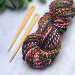 Hand Spun Merino Wool Yarn: Colourful Chunky Bulky Art Yarn *87