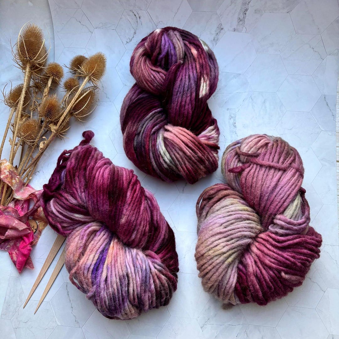 Hand Dyed Purple Cheviot Wool, Super Chunky Yarn - Multicoloured Pencil ...