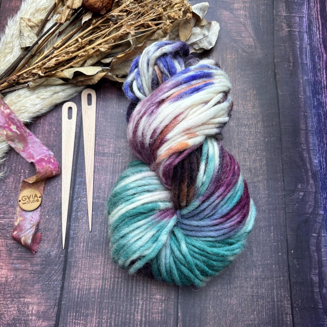 Hand Dyed Jumbo Wool Yarn: Super Chunky Multicoloured Pencil Roving ...