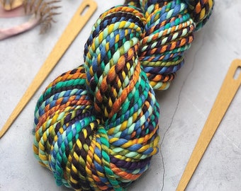 Hand Spun Merino Bulky Yarn: Colourful Textured Weaving Knitting Art Yarn