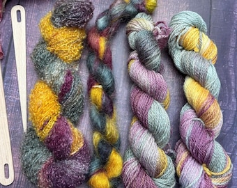 Hand Dyed Yarn Fibres, Mohair Loopy Boucle, Creative Wool Mix, 170g No177