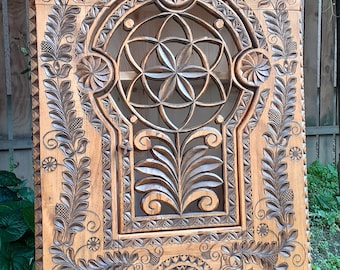 Wooden corner cabinet , cottage decor , corner wall cabinet , solid wood , carved furniture , home decoration , useful wedding gift
