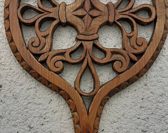 Podgrzewacz, kinkiet, dekoracja domu, świecznik na parapetówkę, rzeźbiona mandala, drewniana kratka kryształowa