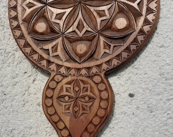 Kerzenhalter, Mandala, geschnitzte Kunst