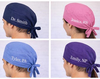 Custom Embroidered Scrub Cap | Personalized Surgical Hat | Name, Logo, Hospital or School Design | Gift for Nurse, Doctor, PA