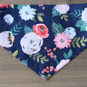 Floral Dog Bandana: Navy, Pink & Coral Over the Collar Bandana
