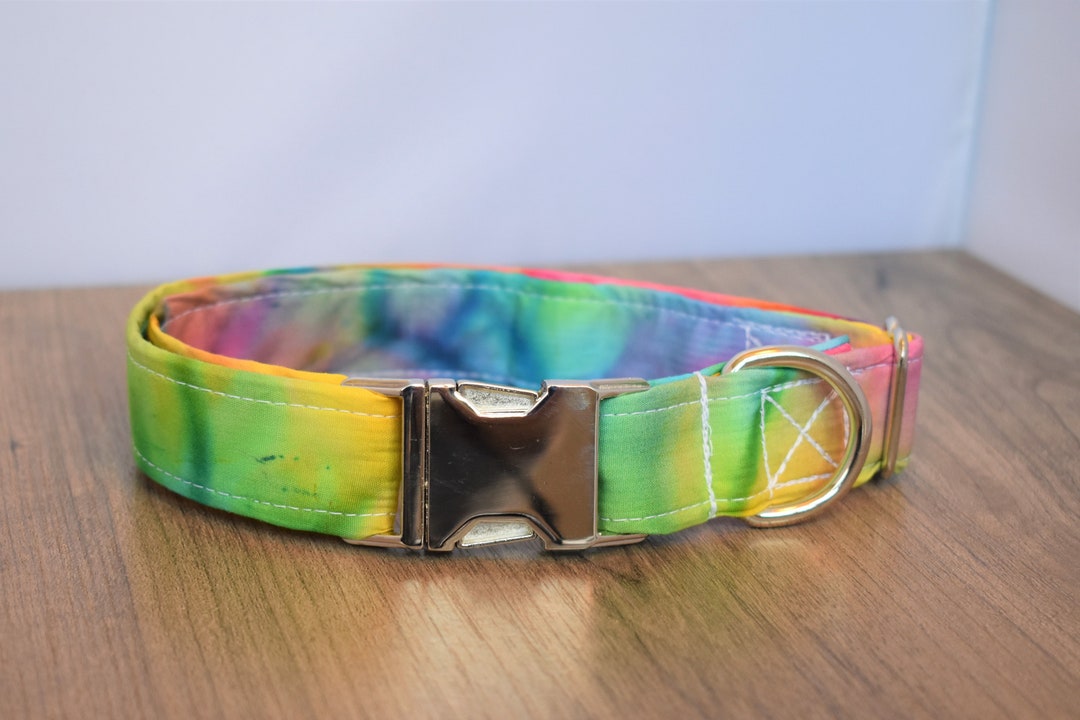 Tie Dye Dog Collar Rainbow Dog Collar Summer Dog Collar Etsy
