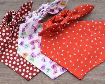 Dog Mom & Me Scrunchie/Bandana Set | Over Collar Bandana | Dog Lover Gift | Dog Mom Gift | Dog Gift | Dog Bandana Gift Set |Dog Valentine