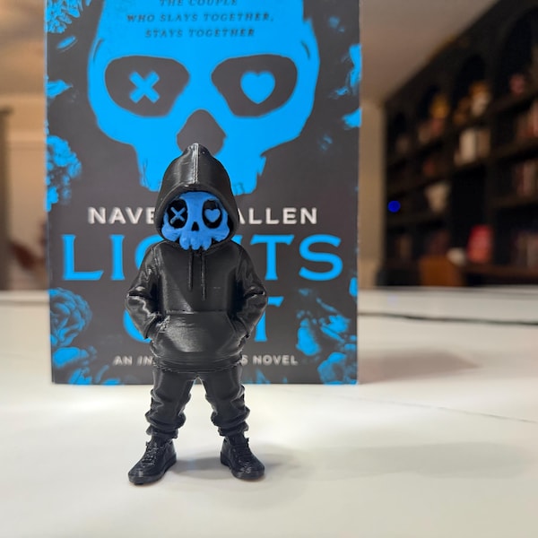 Lights out inspired figure bookshelf decor - cute bookish decor dark romance