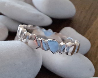 Handmade Sterling Silver Pebble Ring | Organic Textured Band