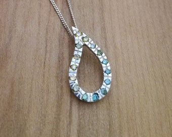 9ct White Gold Pendant With Colour Diamonds