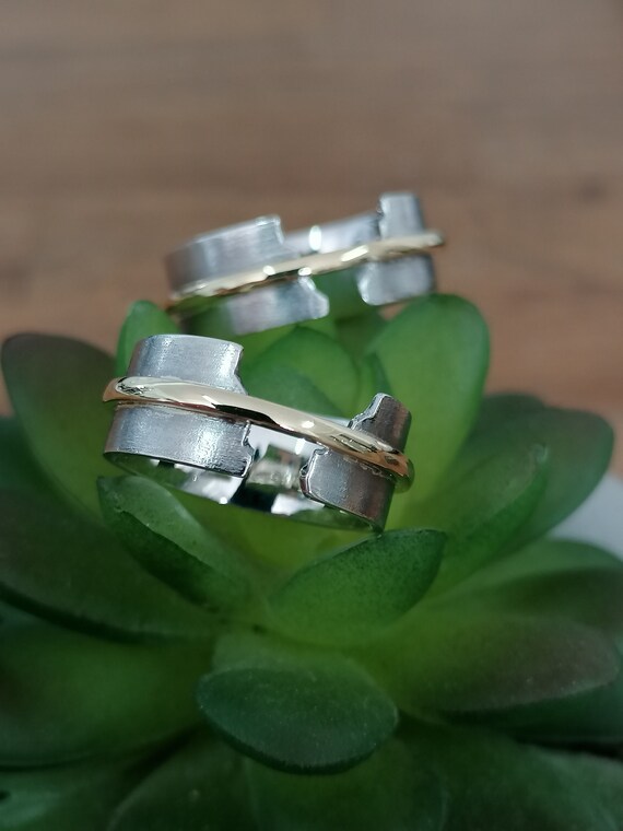 Matching Rings in Silver and 18ct Gold Wedding Rings Etsy
