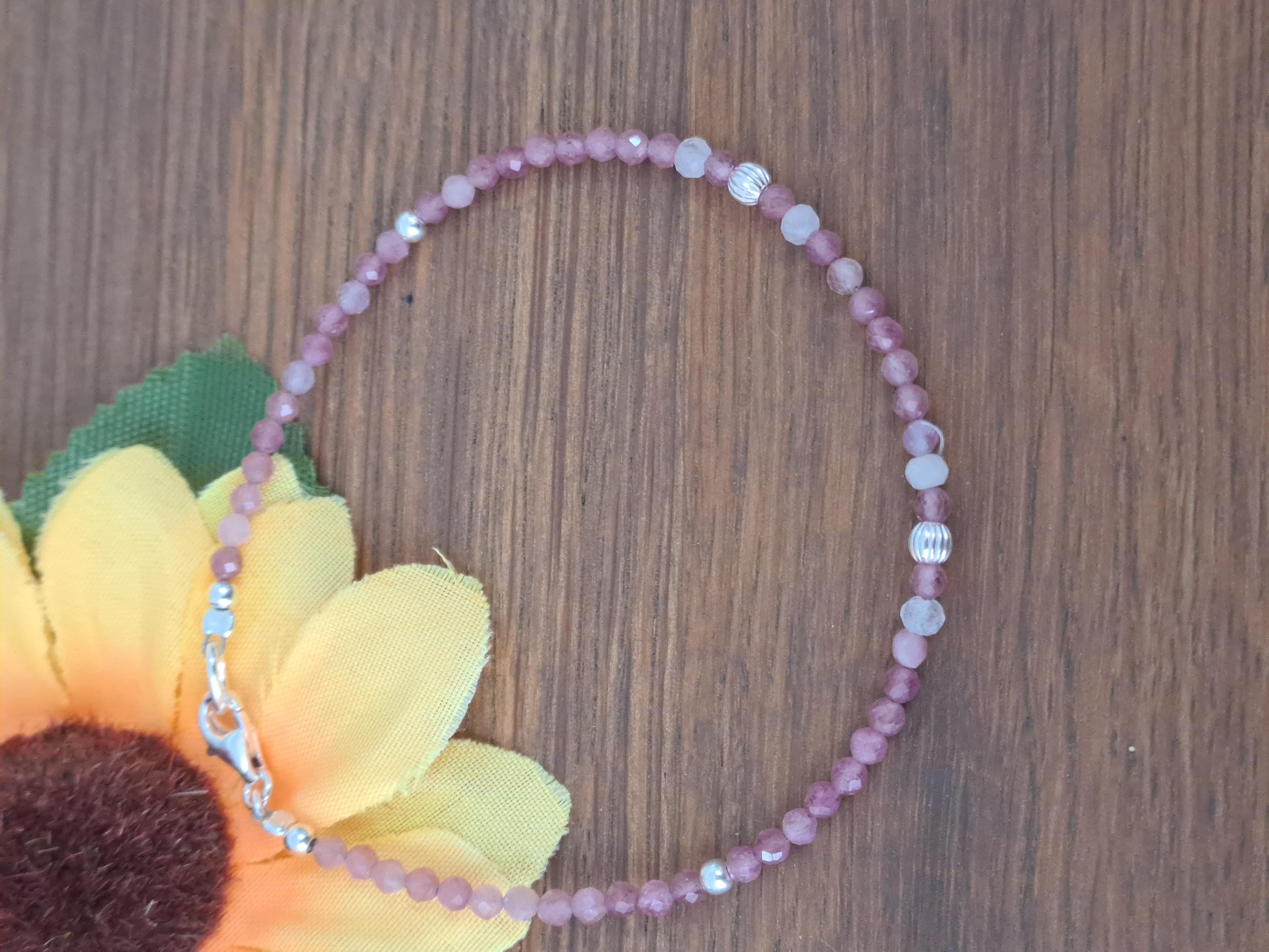 Bracciale in tormalina rosa grezza/Bracciale in