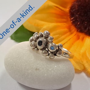 Anello a bolle in argento sterling fatto a mano / Iolite, topazio e zirconia