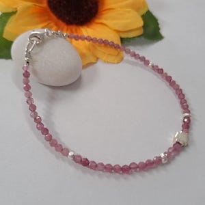 Pink Tourmaline Bracelet- Faceted Beads 2.5mm, Pink Bracelet, Gemstone Bracelet, Stackable Bracelet, Birthstone Bracelet, Birthstone October