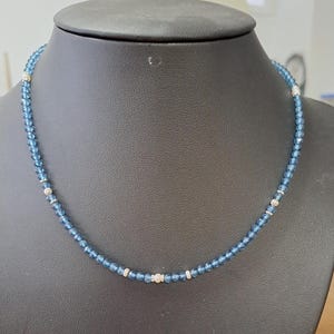 Slim Topaz Necklace, Blue Topaz Necklace, Gemstone Necklace, Birthstone Necklace, Beaded Necklace, Stackable Necklace, Blue Necklace