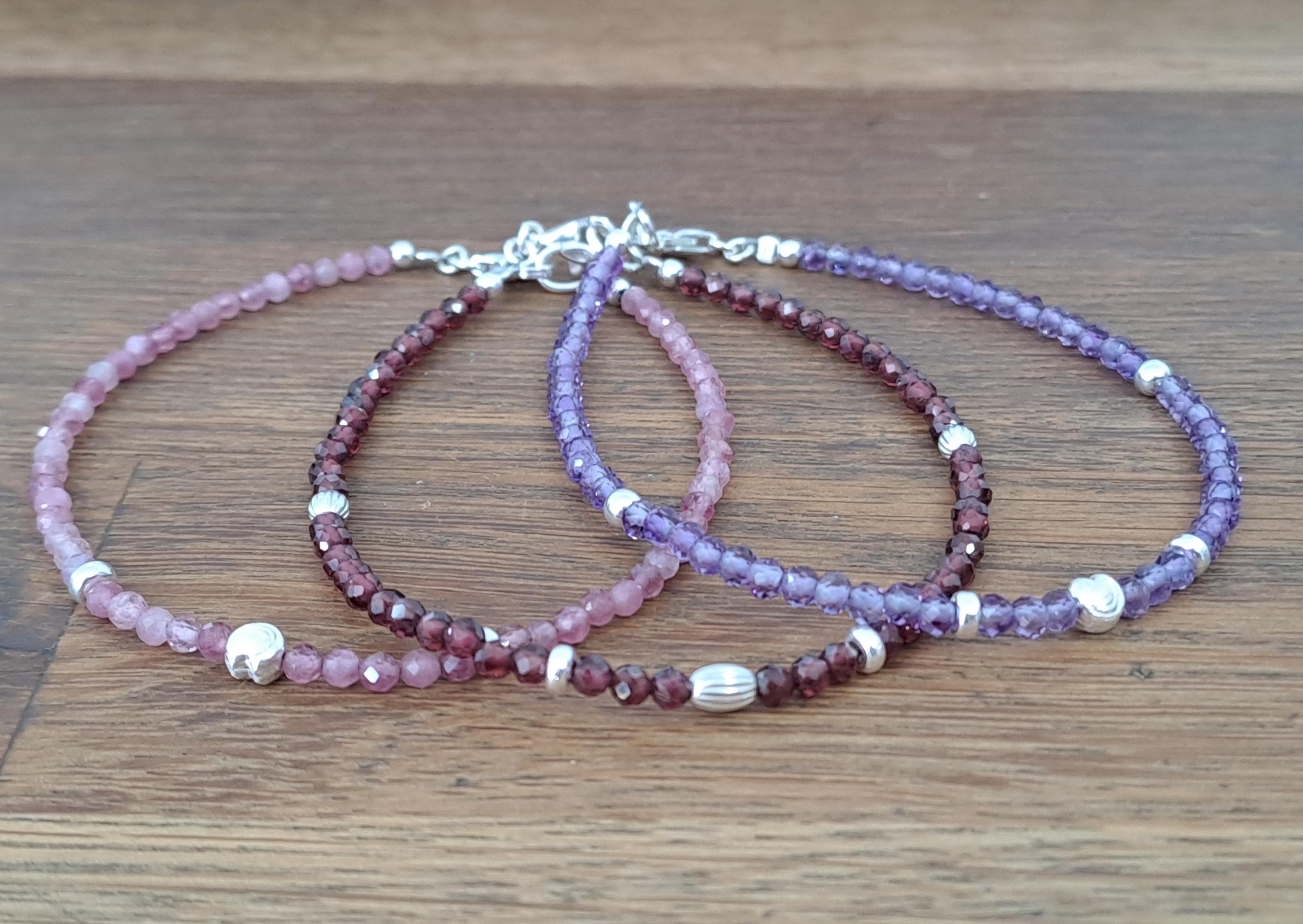 Bracciale In Tormalina Rosa Ombre – Perline Rondelle Sfaccettate 5 Mm – Gioiello In Pietra Naturale Con Argento Sterling – Fatto A Mano In India - 2