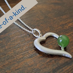 Silber Herz Anhänger, Jade Anhänger, Silber Anhänger, Herz Anhänger, grüne Edelstein Anhänger, Jade Herz, Geschenke für sie, Liebe Anhänger