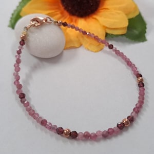 Pink Tourmaline Bracelet: Rose Gold Plated Silver, October Birthstone