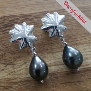 Limpet Shell & Black Tahitian Pearl Sterling Silver Earrings