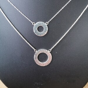 Hammered Circle Necklace, Silver Necklace, Flat Donut Necklace, Textured Necklace, Stackable Necklace, Gifts for Her, Christmas Gift image 2