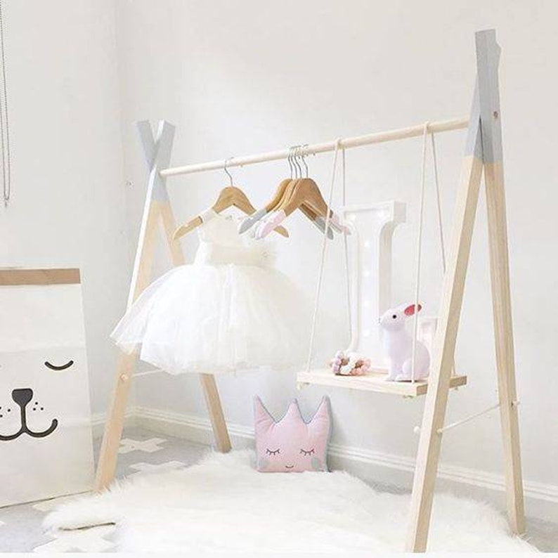Scandinavian Wooden Clothes Rack Kids Room