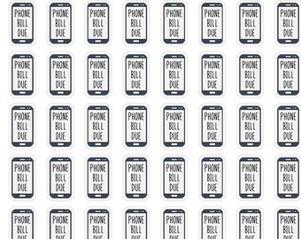 121 or 55 Tiny Phone Bill Payment Reminder Planner Stickers, Bill Due Stickers, Monthly Calendar Stickers, Bujo Planner Sticker. L-190