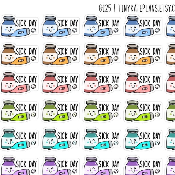 64 Sick Day Planner Stickers, School Sick Day Planner Stickers, School Events Planner Stickers, School Bujo Stickers. G-125