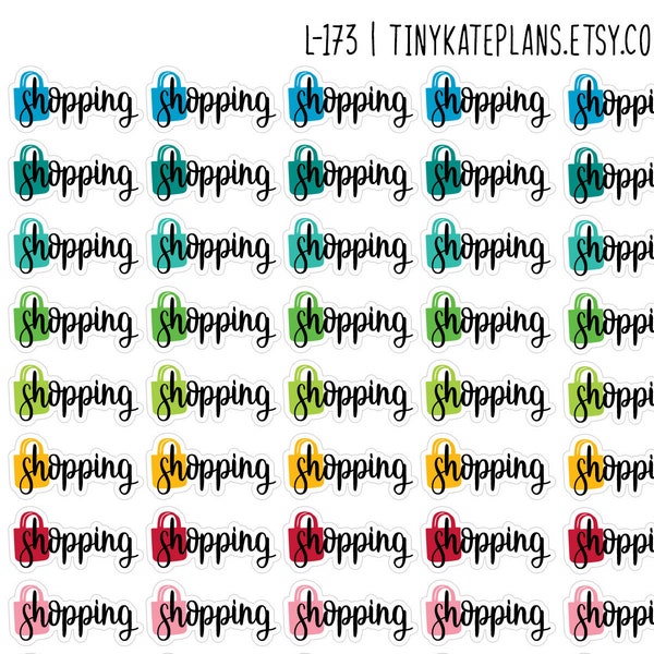 80 Shopping Bag Planner Stickers, Tiny Shopping Planner Stickers, Errands Planner Stickers, Tiny Planner Stickers. L-173