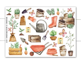 Spring Gardening Planner Stickers, Tiny Plant Planner Stickers, Spring Gardening Bullet Journal Stickers, Penpal Stickers. ES-134