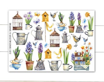 Spring Feels Planner Stickers, Tiny Easter Planner Stickers, Spring Gardening Bullet Journal Stickers, Penpal Stickers. ES-132