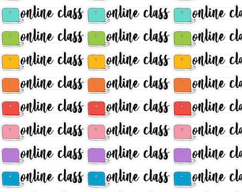 45 Online Class Planner Stickers, Tiny School Planner Stickers, College Planner Stickers, School Bullet Journal Planner Stickers. G-100