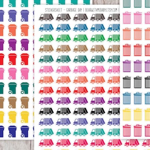 110 Día de la basura diminuta, pegatinas del planificador de limpieza de calles, pegatinas del planificador diminuto, pegatinas del calendario mensual, pegatinas del planificador Bujo. L-104