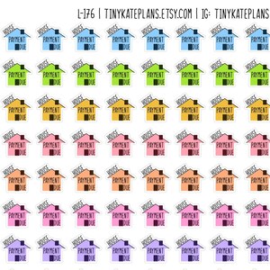 70 of 140 Tiny House-betalingsherinnering plannerstickers, kleine plannerstickers, kalenderstickers, Bullet Journal plannerstickers. L-176
