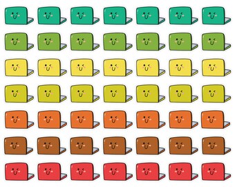 84 Kawaii Work Laptop Planner Stickers, Tiny Online Class Planner Stickers, Laptop Bullet Journal Stickers, Colorful Laptop Stickers. L-119.