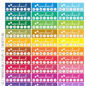 Weekly Workout Habit Tracker Planner Stickers, Skinny Header Planner Stickers, Gym Workout Habit Tracker Stickers. F-111