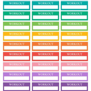 36 Workout Quarter Box Planner Stickers, Fitness Erin Condren Life Planner Stickers, Wellness Planner, Workout Gym Bujo Stickers. F-128