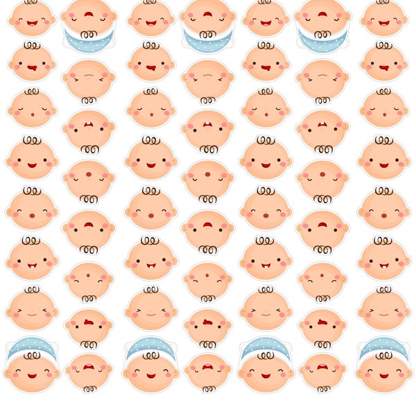 72 Baby Boy Face Planner Stickers, Baby Shower Stickers, Baby Head Stickers, Baby Boy Bullet Journal Stickers, Pregnancy Stickers. Y-108