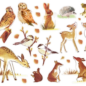 Vintage inspirierte Waldtiere Planer Sticker, Kleine Tier Sticker, Waldtiere Scrapbooking Sticker, Tier Ephemera. VT-138.