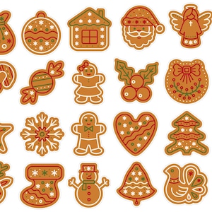 Gingerbread Christmas Cookie Planner Stickers, Christmas Stickers, Cozy Winter Planner Stickers, Christmas Bullet Journal Stickers. X-128