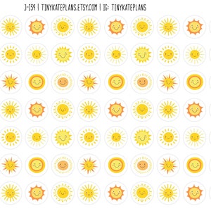 77 UPDATED Cute Kawaii Sun Planner Stickers, Tiny Planner Weather Stickers, Calendar Stickers, Sun Bullet Journal Planner Stickers. J-139