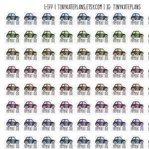 140 kleine autobetalingsherinnering plannerstickers, kleine plannerstickers, maandkalenderstickers, Bullet Journal plannerstickers. L-177