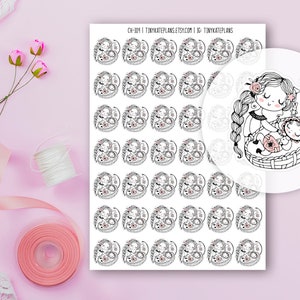 Stickers fille avec un bébé, agenda autocollants bébé, stickers plante journal, stickers bébé bujo. CH-109