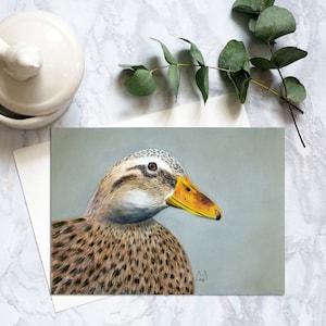 Carte postale d'oiseau de canard mexicain, cartes postales d'oiseau, carte postale réaliste d'oiseau de canard mexicain, impression d'art d'oiseau de canard mexicain de correspondant pastel doux. SPC-100