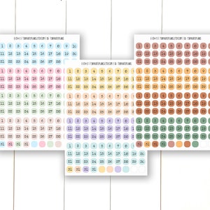 124 Tiny Typewriter Style Date Dot Planner Stickers, Calendar Planner Stickers, Monthly Calendar Stickers, Bullet Journal Stickers. E-134.